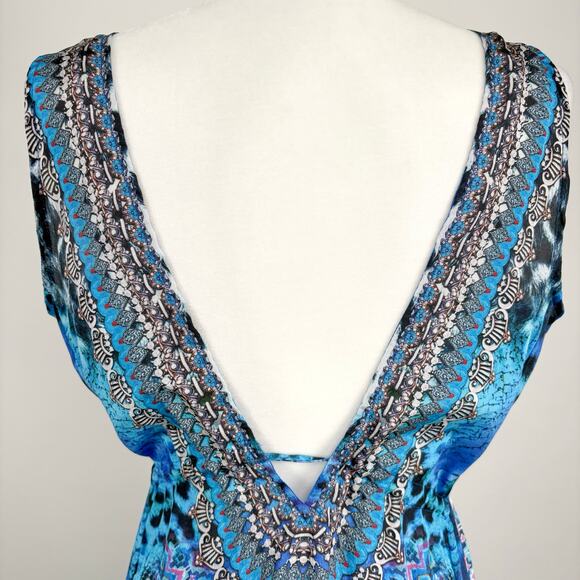 True Colors by La Moda Hi Low Frill Maxi Dress Size Small Medium Resort Flowy - Picture 7 of 16